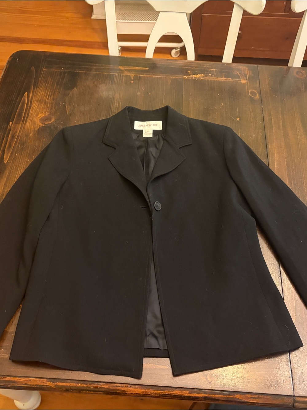 Jones New York Black Single-Button Notch Collar Blazer
